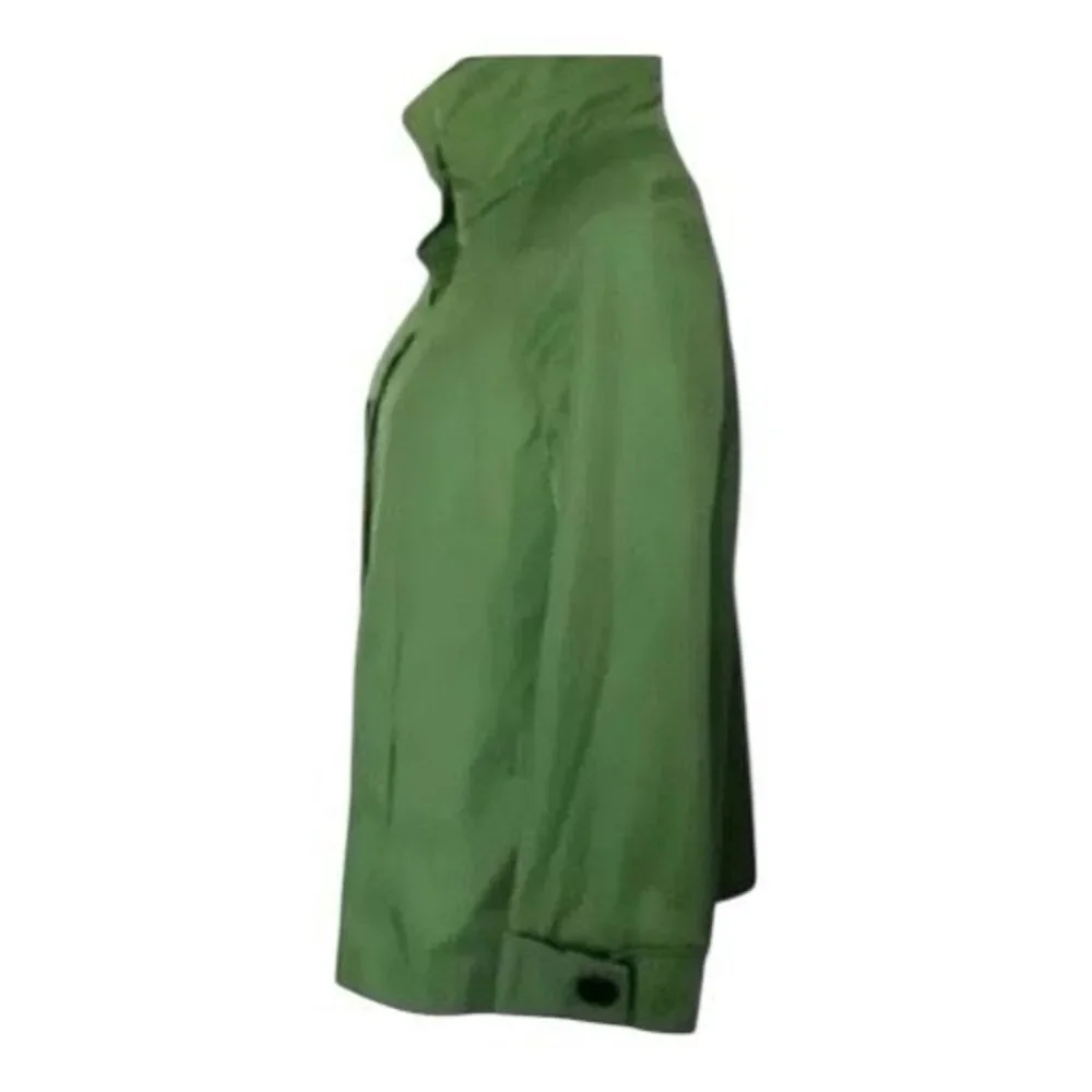 Gallery Petite Rain Trench Coat Size Small Petite Green Cotton Blend Button Up